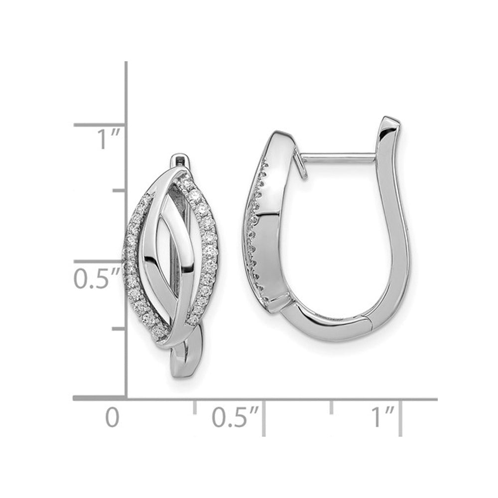 1/3 Carat (ctw I2-I3I-J) Diamond Hinged Hoop Earrings in 14K White Gold Image 2