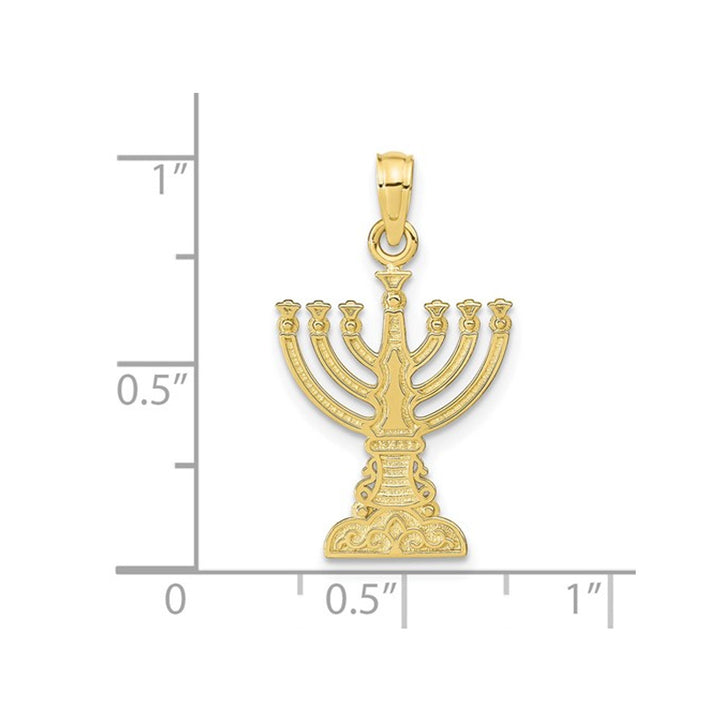 10K Yellow Gold Polished Menorah Pendant Necklace Charm with Chain Image 2