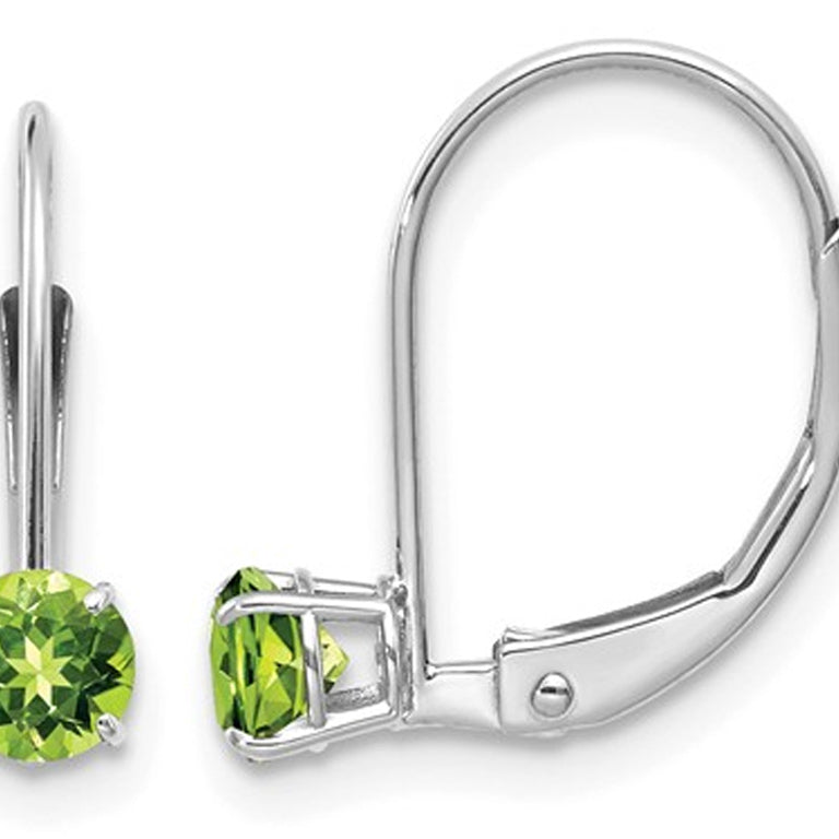 3/5 Carat (ctw) Natural Peridot Hoop Earrings in 14K White Gold Image 1