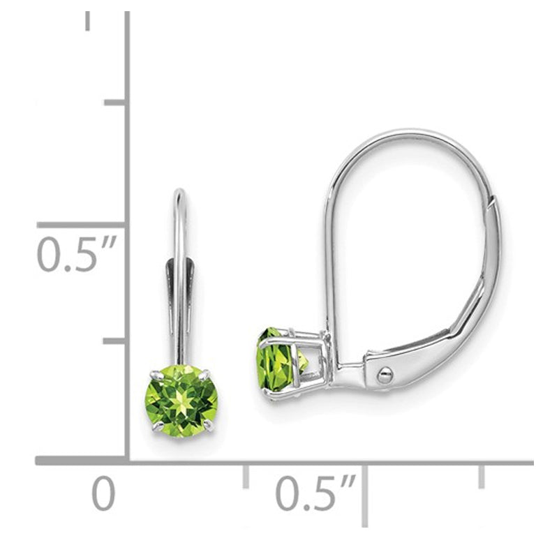 3/5 Carat (ctw) Natural Peridot Hoop Earrings in 14K White Gold Image 2