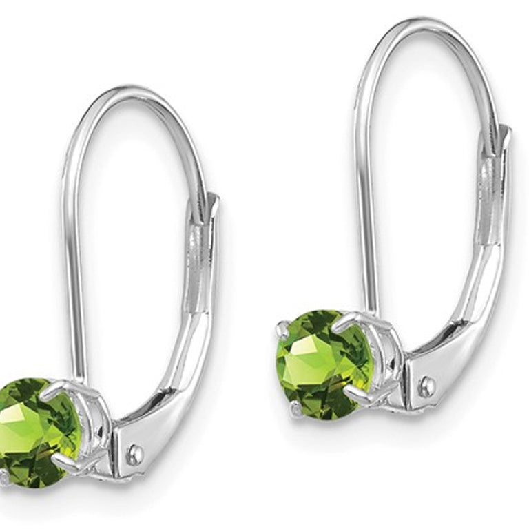 3/5 Carat (ctw) Natural Peridot Hoop Earrings in 14K White Gold Image 3