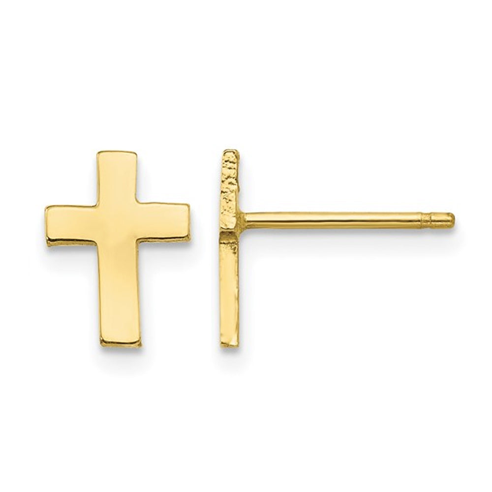 10k Polished Yellow Gold Cross Earrings Image 1