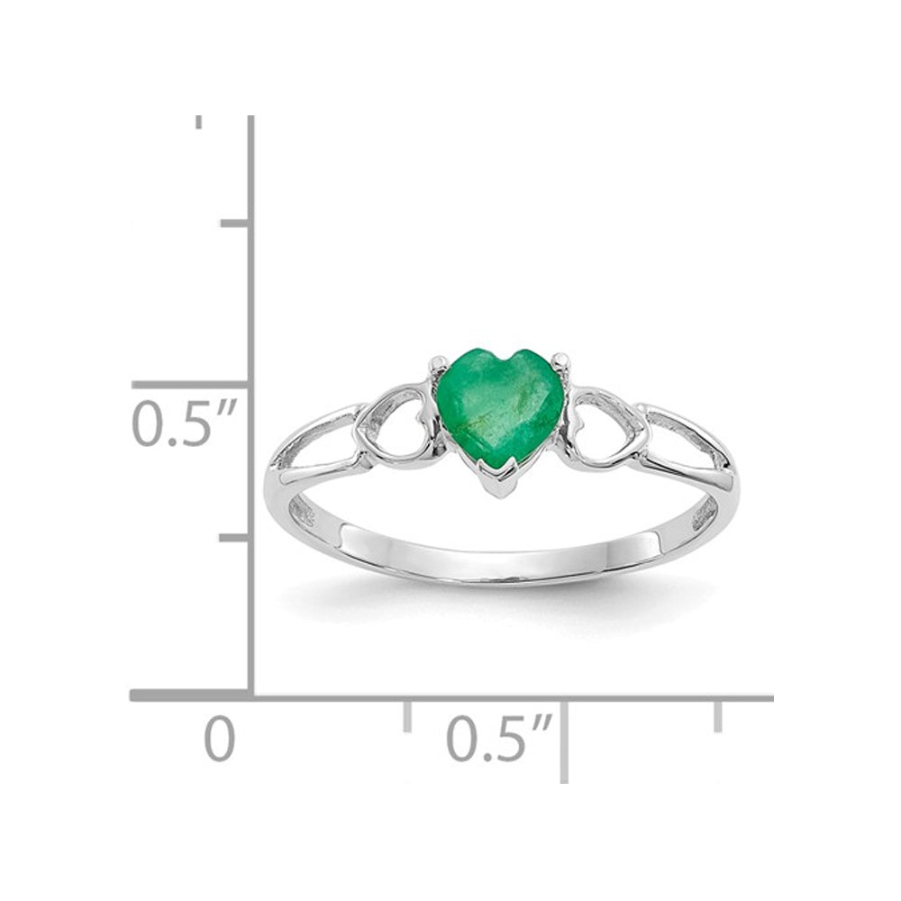 2/5 Carat (ctw) Emerald Heart Promise Ring in 10K White Gold Image 2