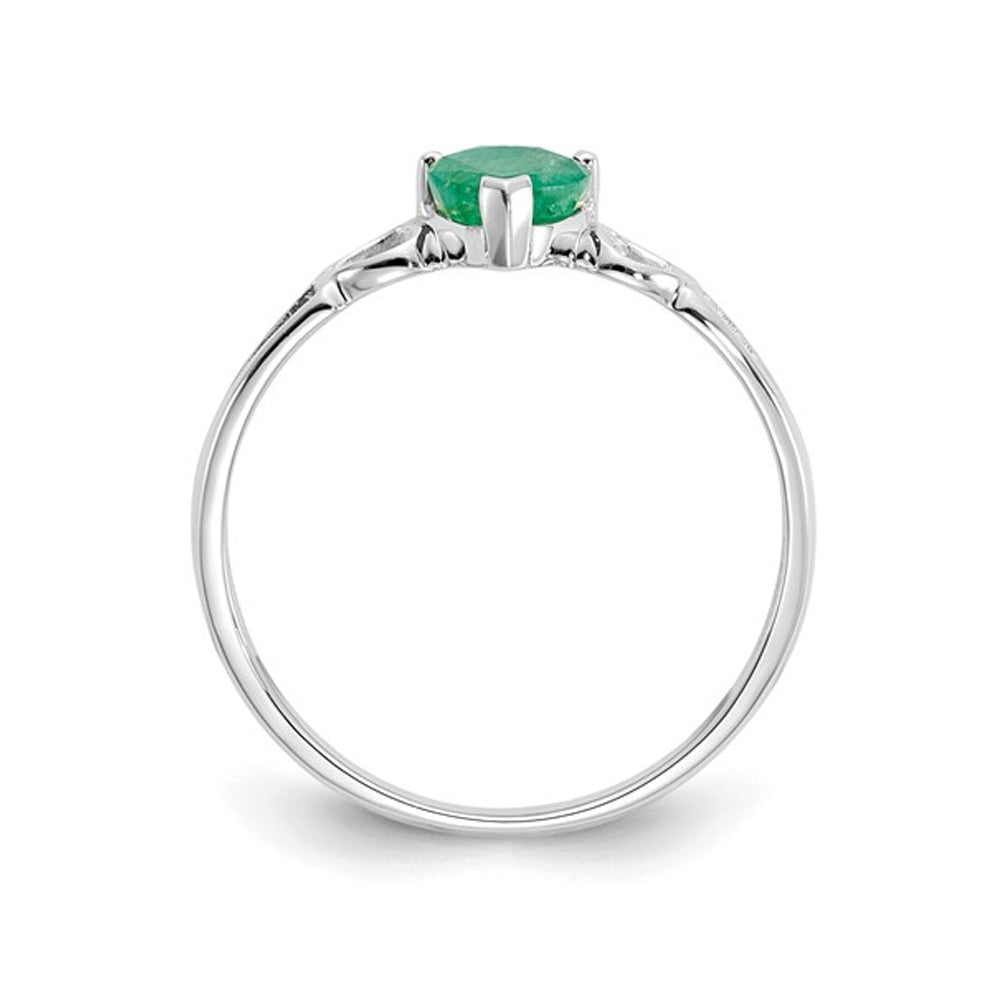 2/5 Carat (ctw) Emerald Heart Promise Ring in 10K White Gold Image 4