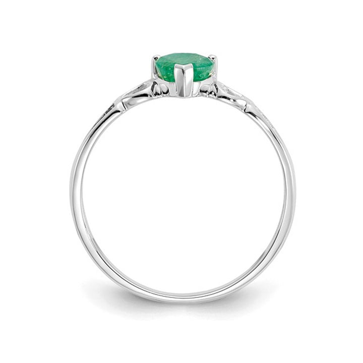 2/5 Carat (ctw) Emerald Heart Promise Ring in 10K White Gold Image 4