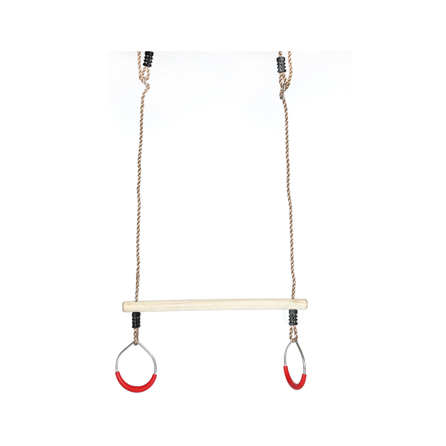 Kids Trapeze Swing Bar with Rings with Hanging Ropes Image 1