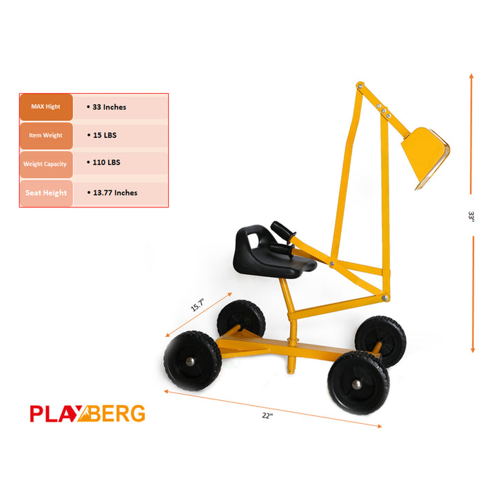 Metal Sand Digger Toy Crane with Wheels 15.7in Durable Construction Kids Toy Image 4