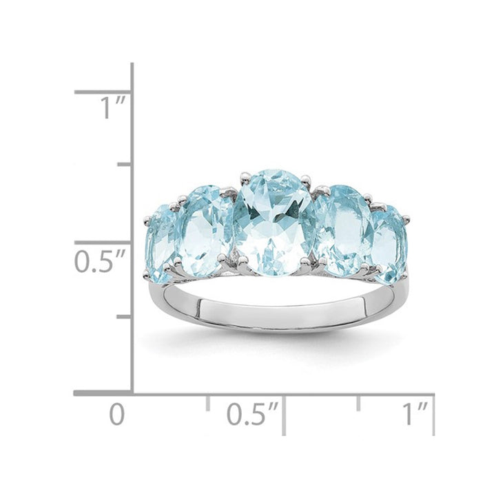 3.00 Carat (ctw) Light Aquamarine Five Stone Ring in Sterling Silver Image 4