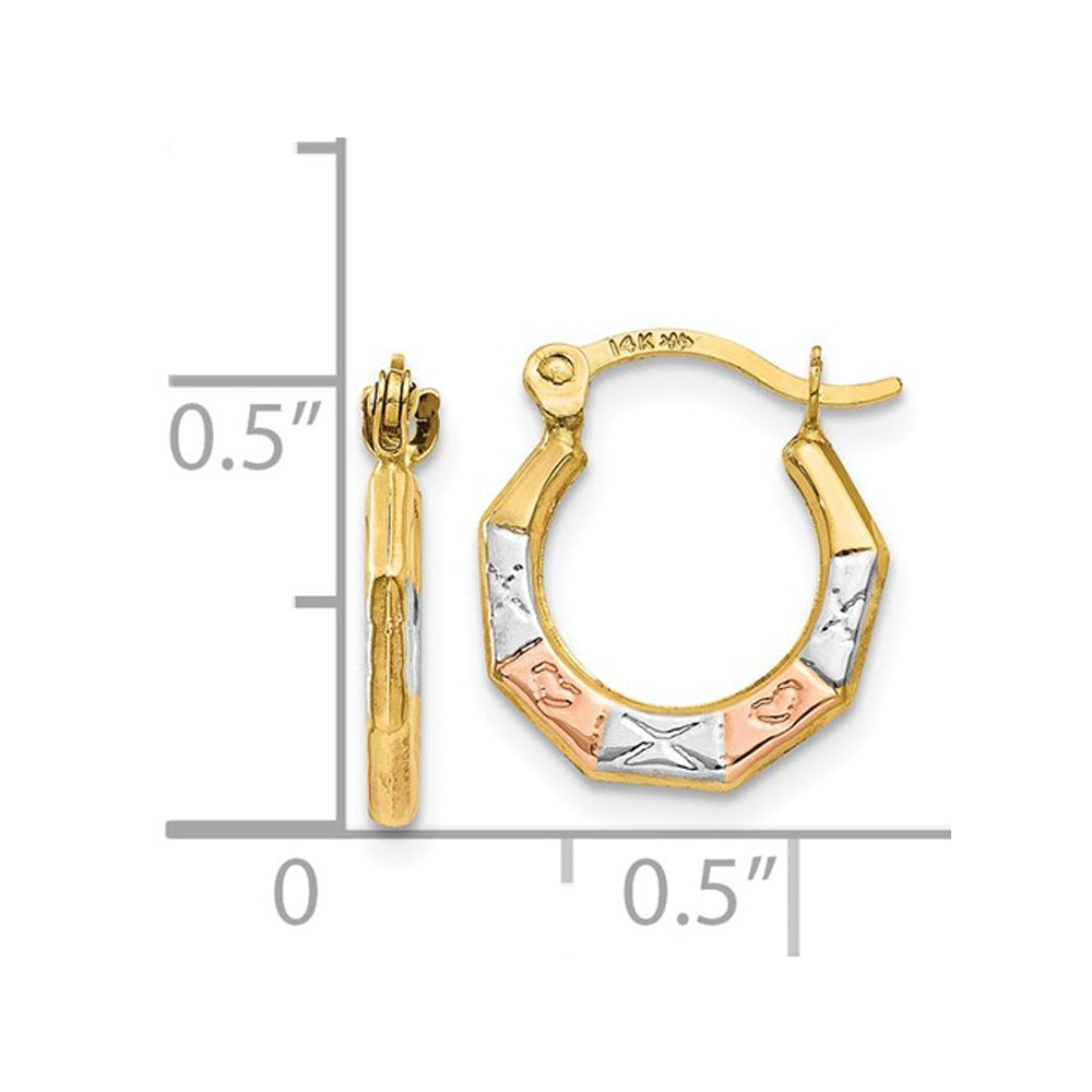 14K Yellow Gold Fancy Small Hoop Earrings (2.00mm) Image 2