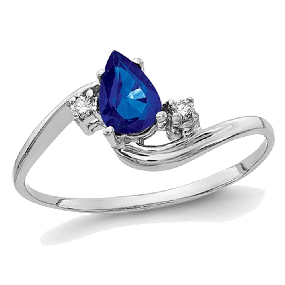 1/2 Carat Natural Blue Sapphire Ring in 14K White Gold Image 1