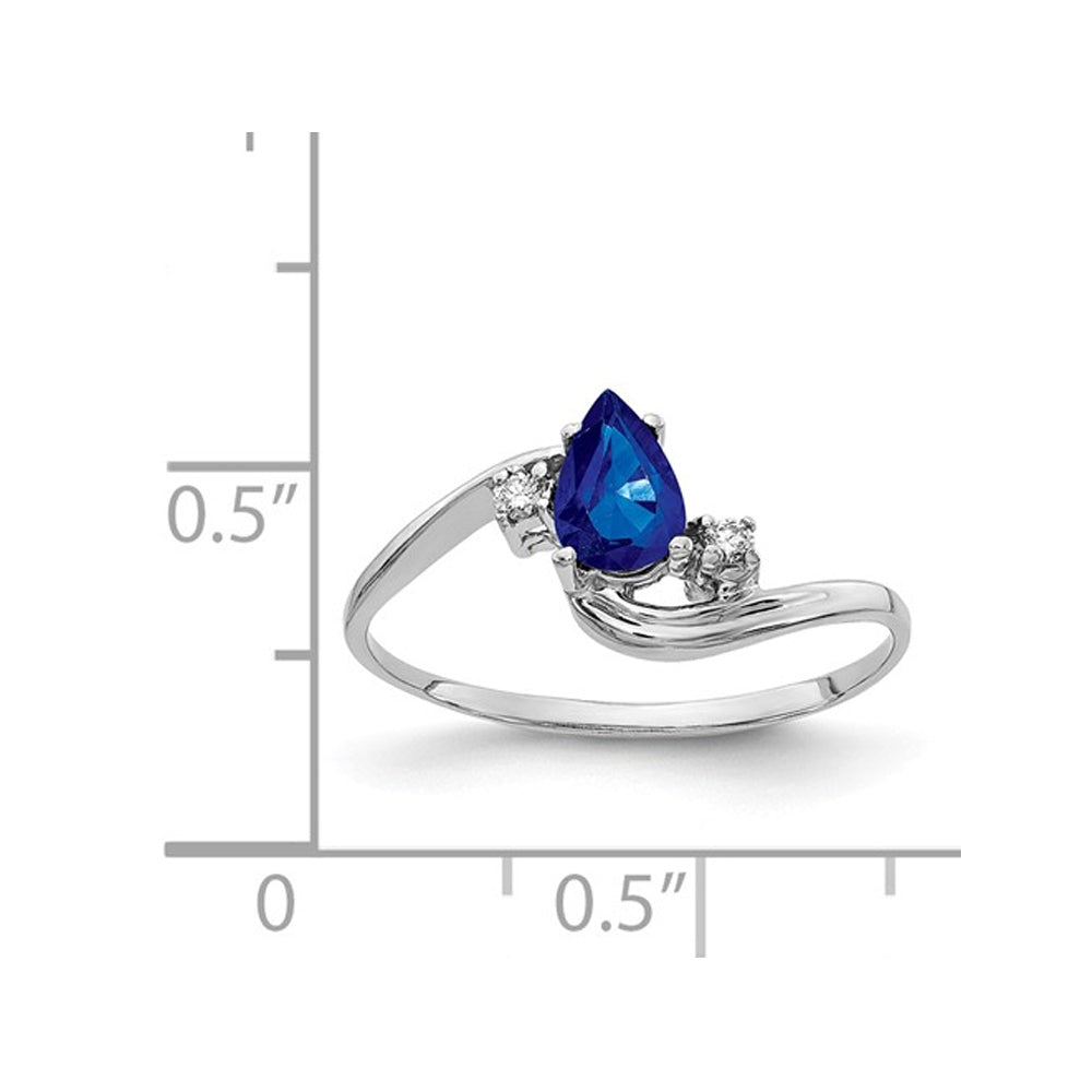 1/2 Carat Natural Blue Sapphire Ring in 14K White Gold Image 2
