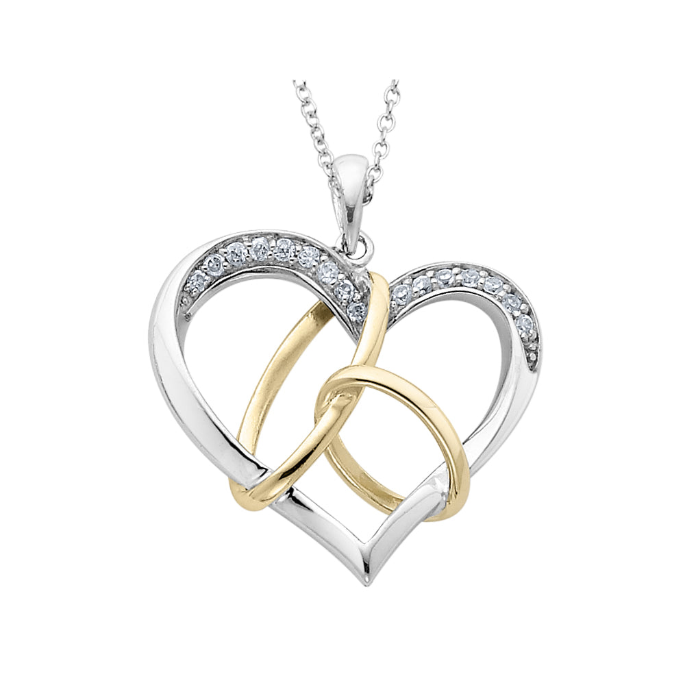 To Have and To Hold Heart Pendant Necklace in Sterling Silver with Synthetic Cubic Zirconia (CZ)s Image 1