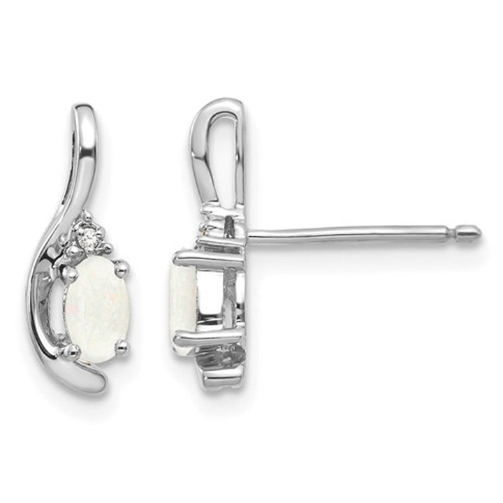 Natural Opal Post Earrings 1/4 Carat (ctw) in 14K White Gold Image 1