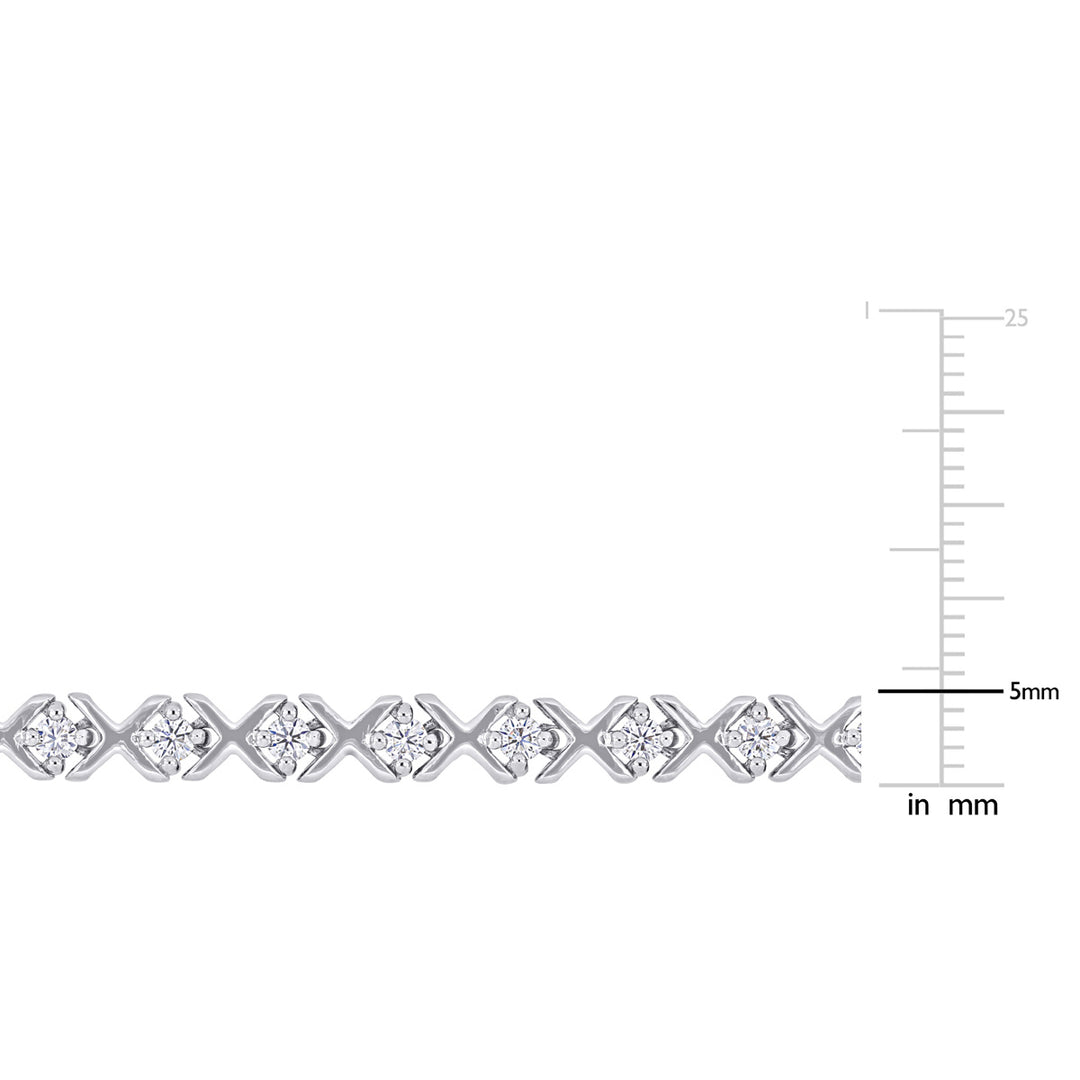 1.75 Carat (ctw) Lab-Created Moissanite X-Link Tennis Bracelet in Sterling Silver Image 2