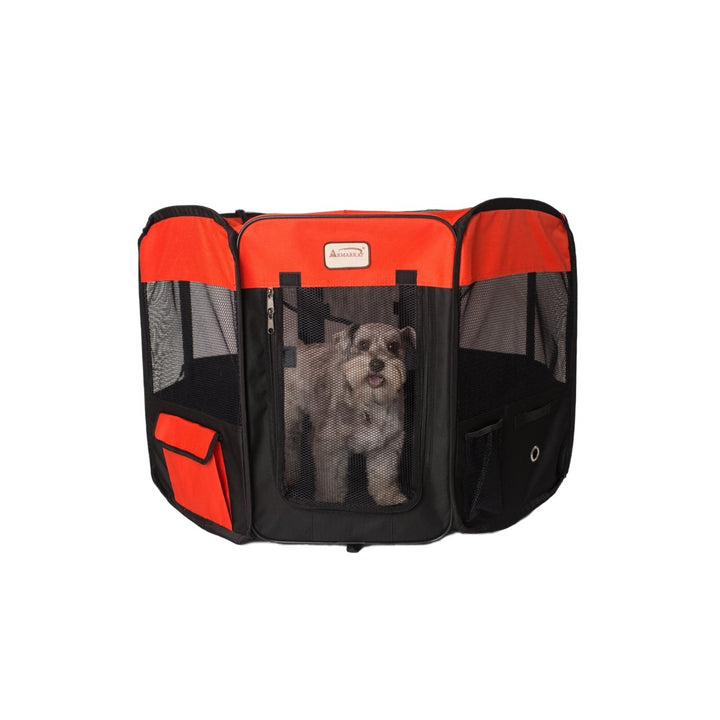 Armarkat Model PP002R-M Portable Pet Playpen in Black and Red Combo Image 3