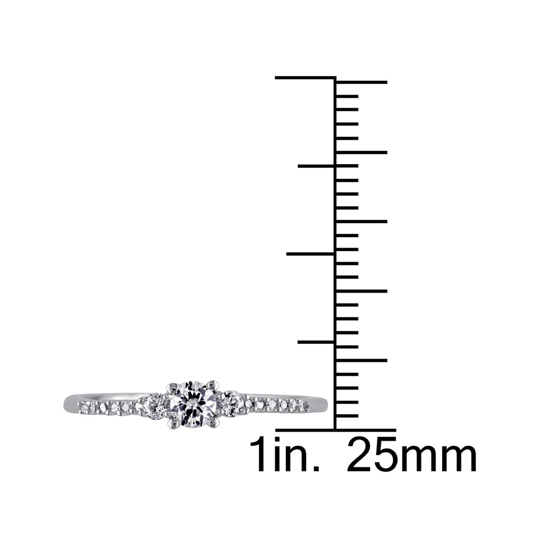 1/3 Carat (ctw) Lab-Created White Sapphire Ring with Diamonds in Sterling Silver Image 4