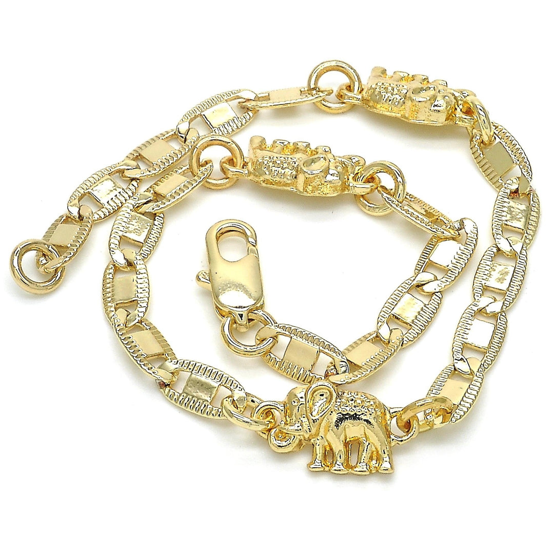 18k Gold Filled High Polish Finsh Triple Elephant Bracelet 8 Image 2