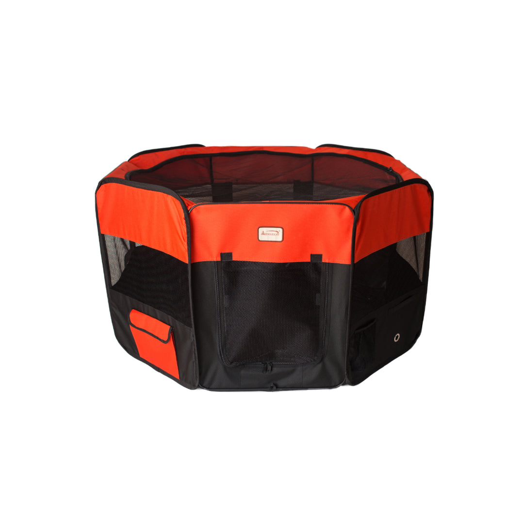 Armarkat PP002R-XL Portable Pet Playpen Black Red 49x49 inch Indoor Outdoor Image 2