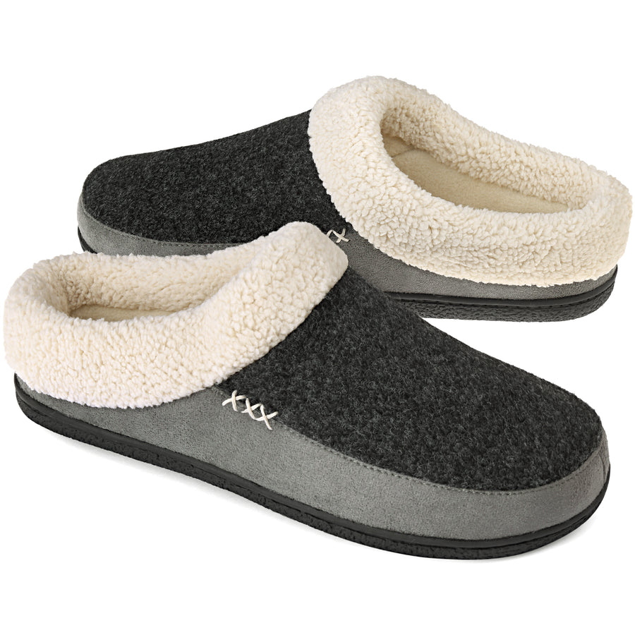 VONMAY Mens Slippers Fuzzy House Shoes Memory Foam Slip On Clog Plush Wool Fleece Indoor Image 1