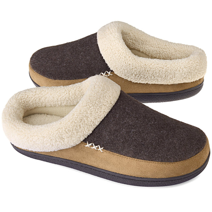 VONMAY Mens Fuzzy House Slippers Memory Foam Slip On Clog Indoor Shoes Brown Image 1