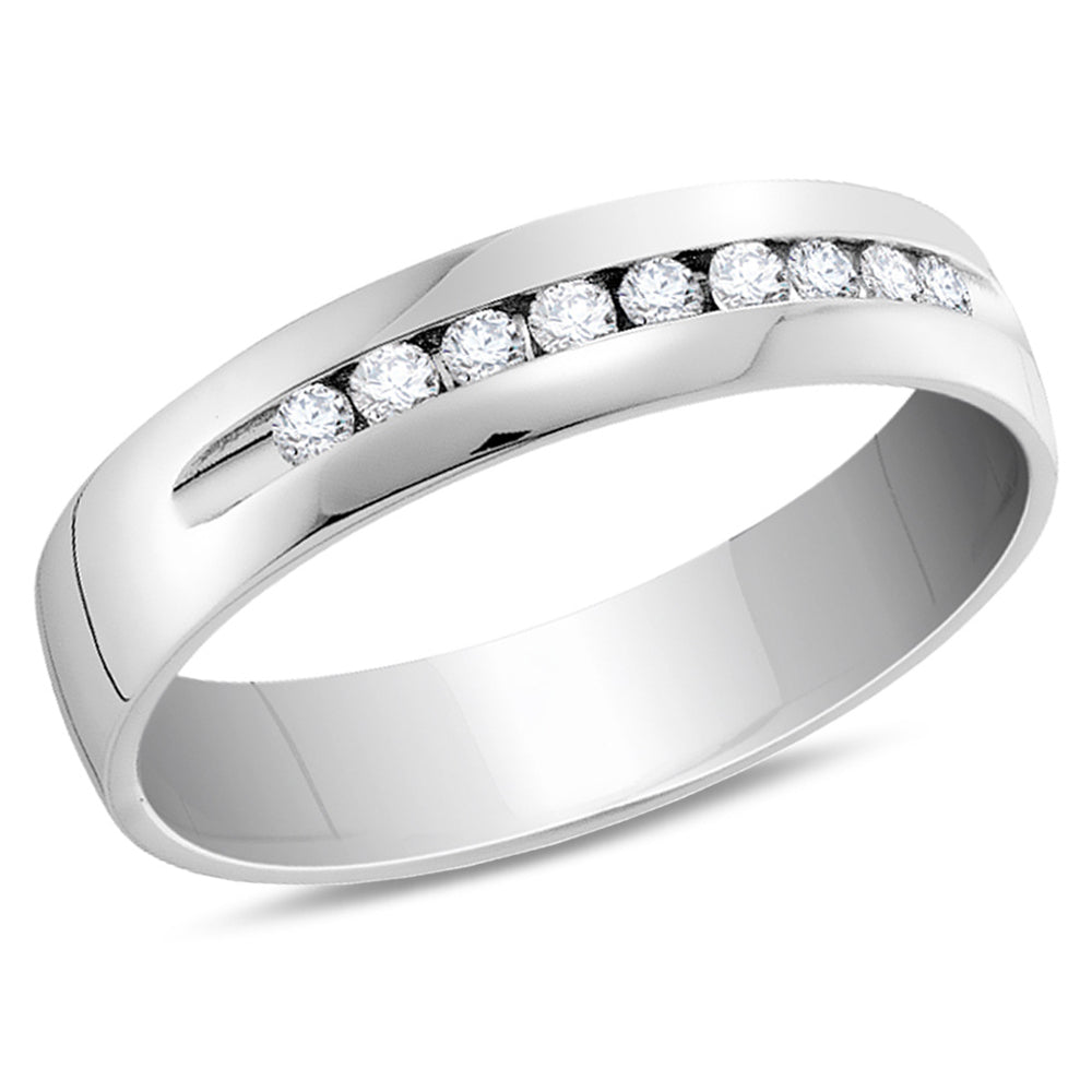 1/4 Carat (ctw H-I I1-I2)Diamond Anniversary and Wedding Band Ring in 14K White Gold Image 1