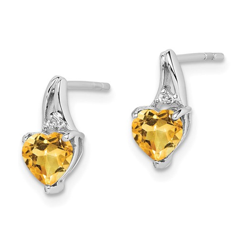 7/10 Carat (ctw) Citrine Heart Earrings in Sterling Silver Image 2