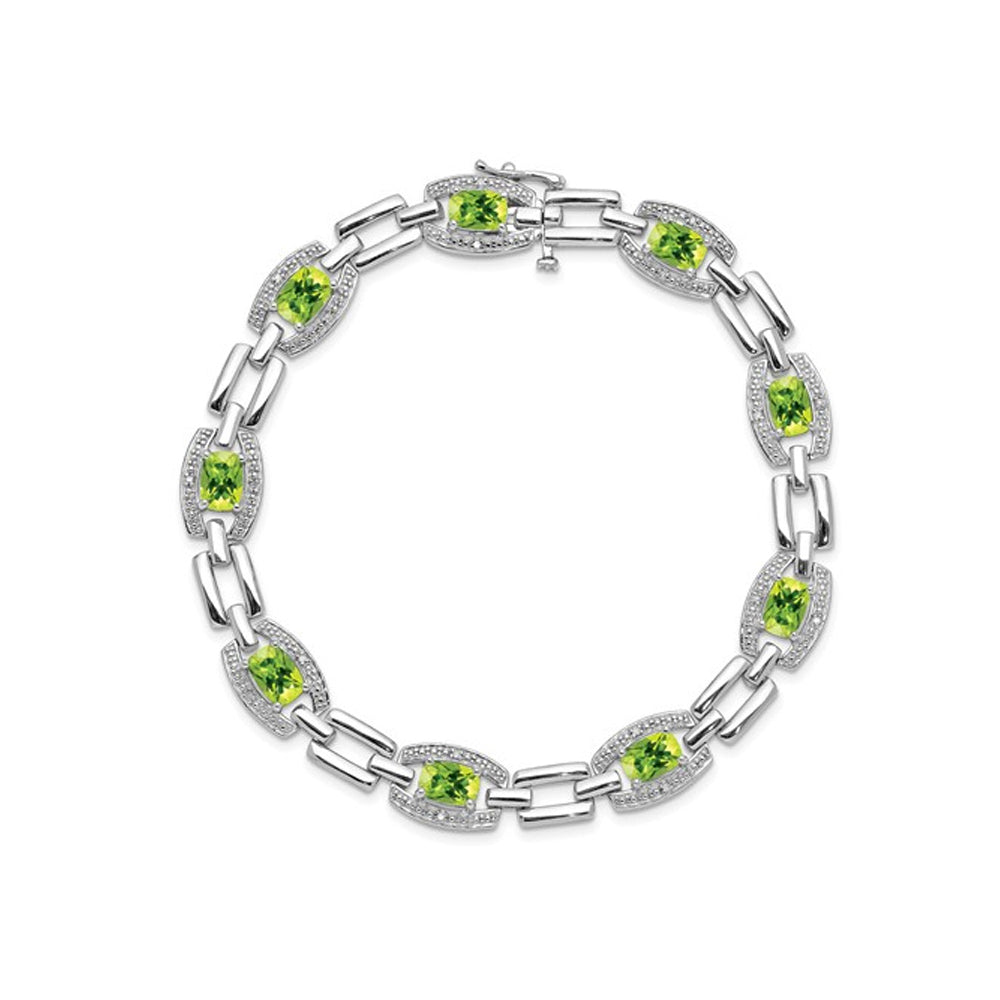 2.00 Carat (ctw) Natural Green Peridot Infinity Bracelet in Sterling Silver Image 1