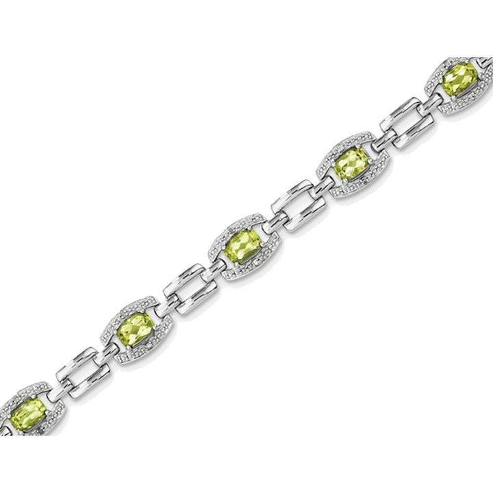 2.00 Carat (ctw) Natural Green Peridot Infinity Bracelet in Sterling Silver Image 2