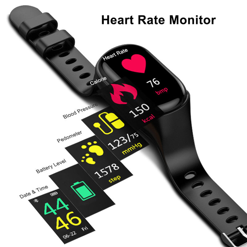 Sport Smart Watch 0.96" AI Bluetooth Earphone Heart Rate Monitor Wristband Wireless Earbud Image 4