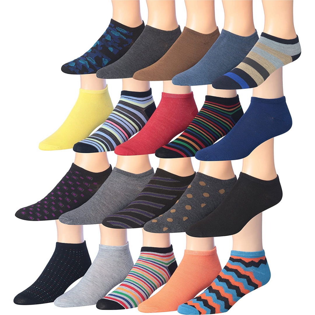 30 Pairs: James Fiallo Mens Classy Extra Lightweight Colorful Patterned Low Cut/No Show Socks Image 3