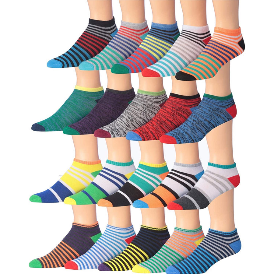 30 Pairs: James Fiallo Mens Classy Extra Lightweight Colorful Patterned Low Cut/No Show Socks Image 1