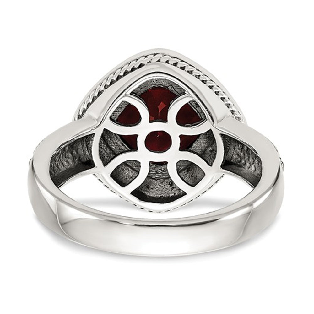 Natural 8mm Garnet Ring in Sterling Silver with 14K Gold Accents Image 2