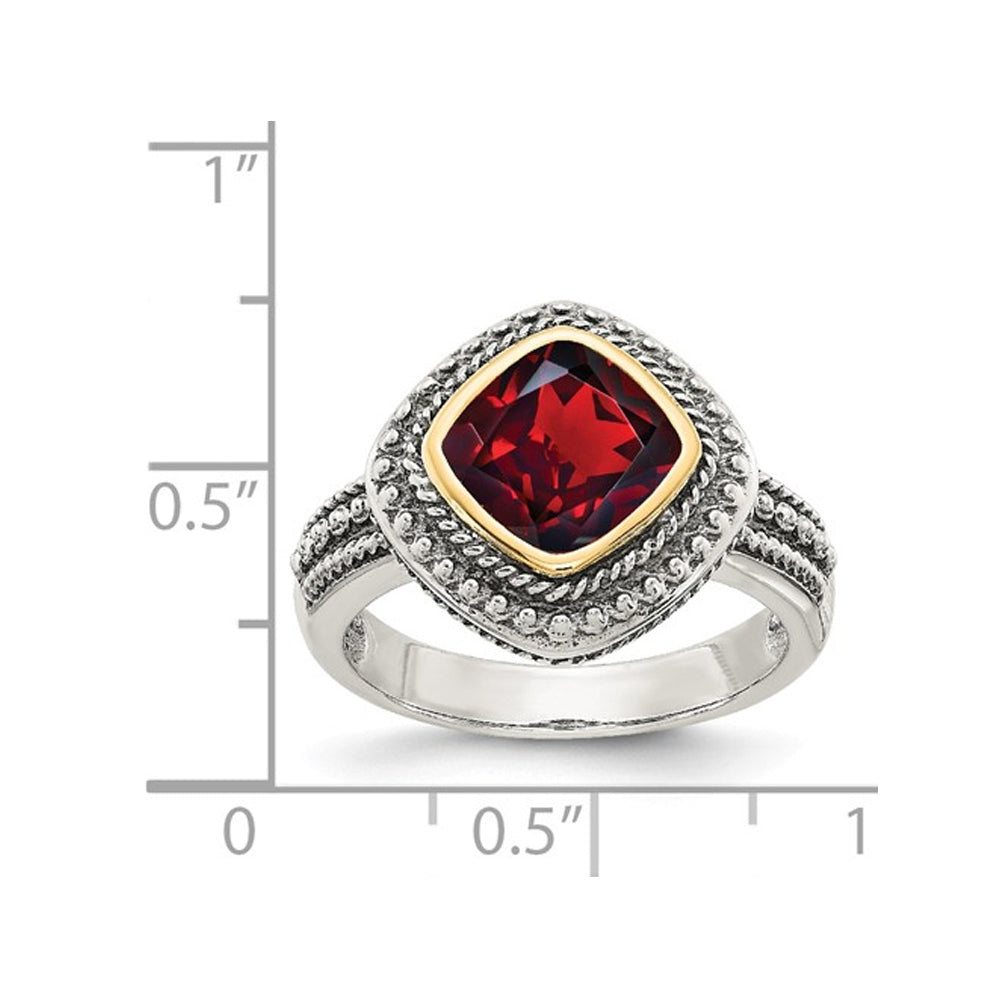 Natural 8mm Garnet Ring in Sterling Silver with 14K Gold Accents Image 4