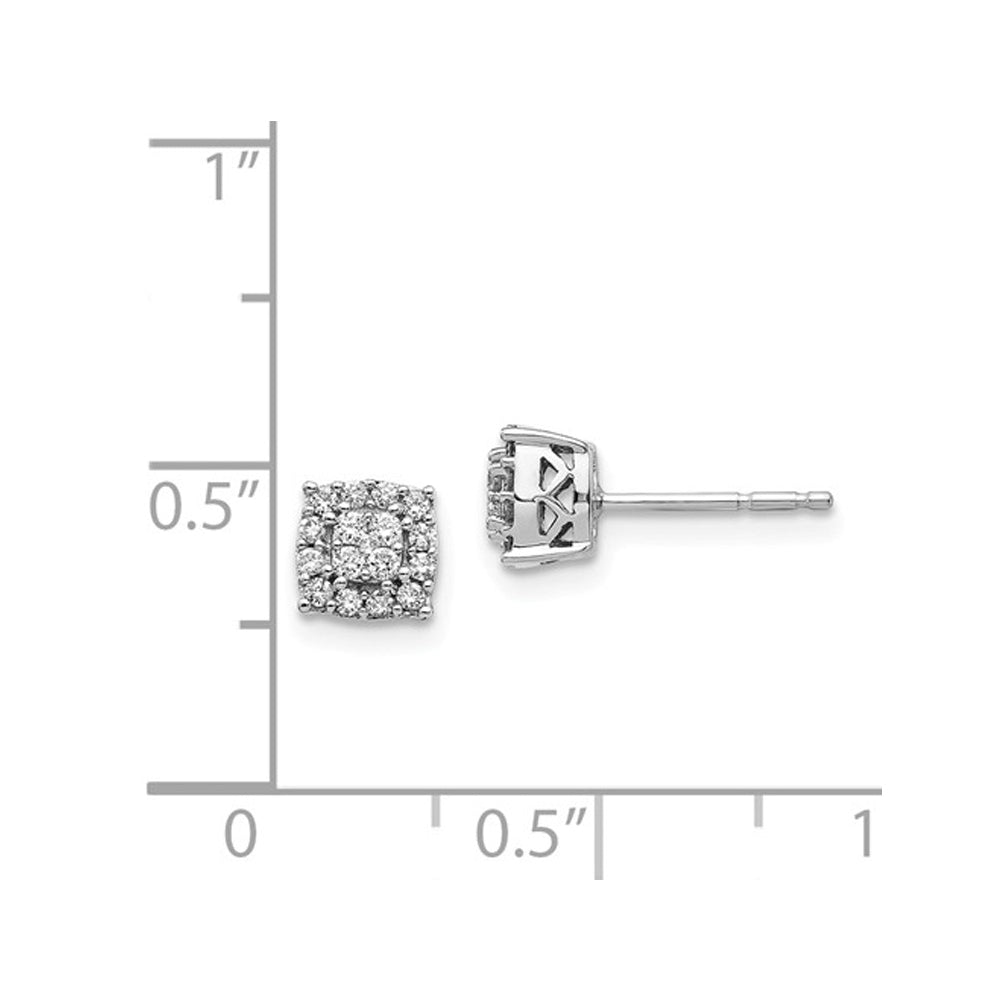 1/4 Carat (ctw) Diamond Stud Earrings in 14K White Gold Image 2