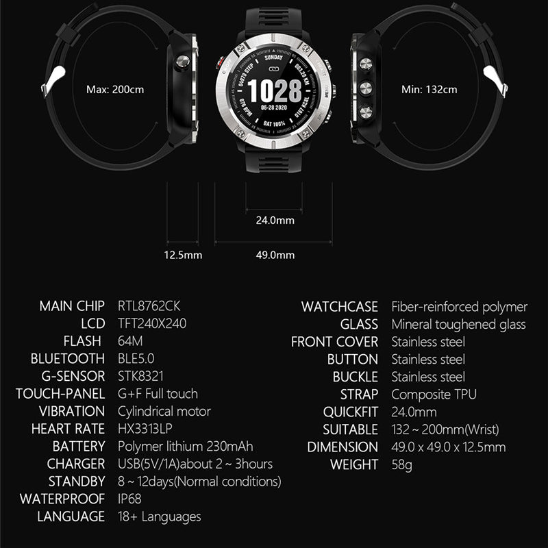 IP68 Waterproof Bluetooth 5.0 Smart Watch for IOS Android Smart Bracelet Image 11