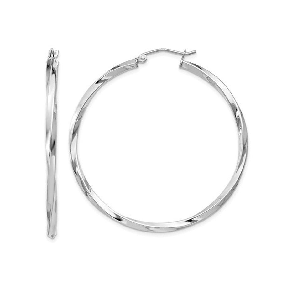 Medium Twisted Hoop Earrings in Sterling Silver 1 3/4 Inch (2.5mm) Image 1