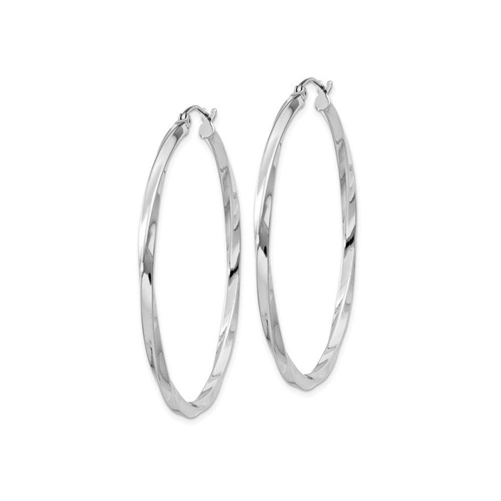 Medium Twisted Hoop Earrings in Sterling Silver 1 3/4 Inch (2.5mm) Image 2