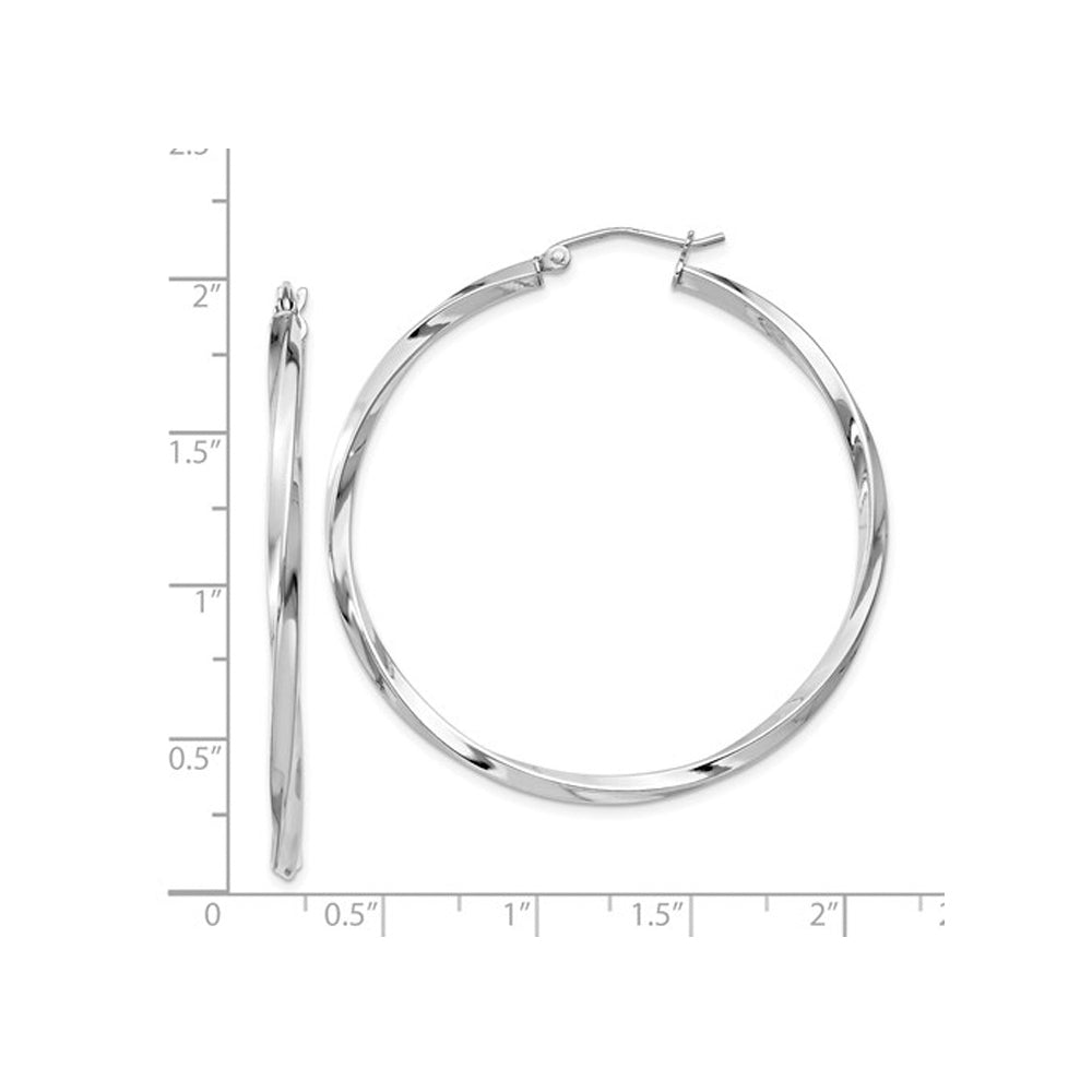 Medium Twisted Hoop Earrings in Sterling Silver 1 3/4 Inch (2.5mm) Image 3