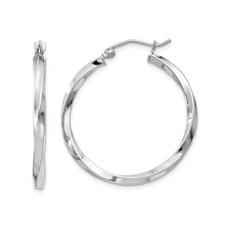 Small Twisted Hoop Earrings in Sterling Silver 1 Inch (2.5mm) Image 1