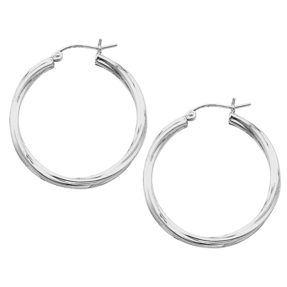 Small Twisted Hoop Earrings in Sterling Silver 1 Inch (2.5mm) Image 2