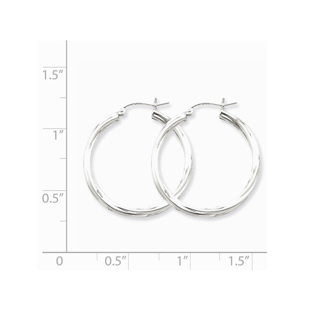 Small Twisted Hoop Earrings in Sterling Silver 1 Inch (2.5mm) Image 3