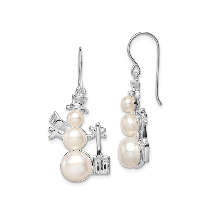 Freshwater Cultured Pearl Snowman Earrings in Sterling Silver Image 1