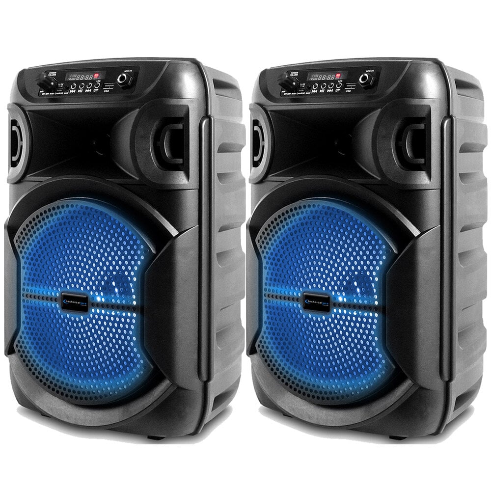 Technical Pro 8 Inch 1000W Portable Bluetooth Speaker with LED Woofer Tweeter Image 1