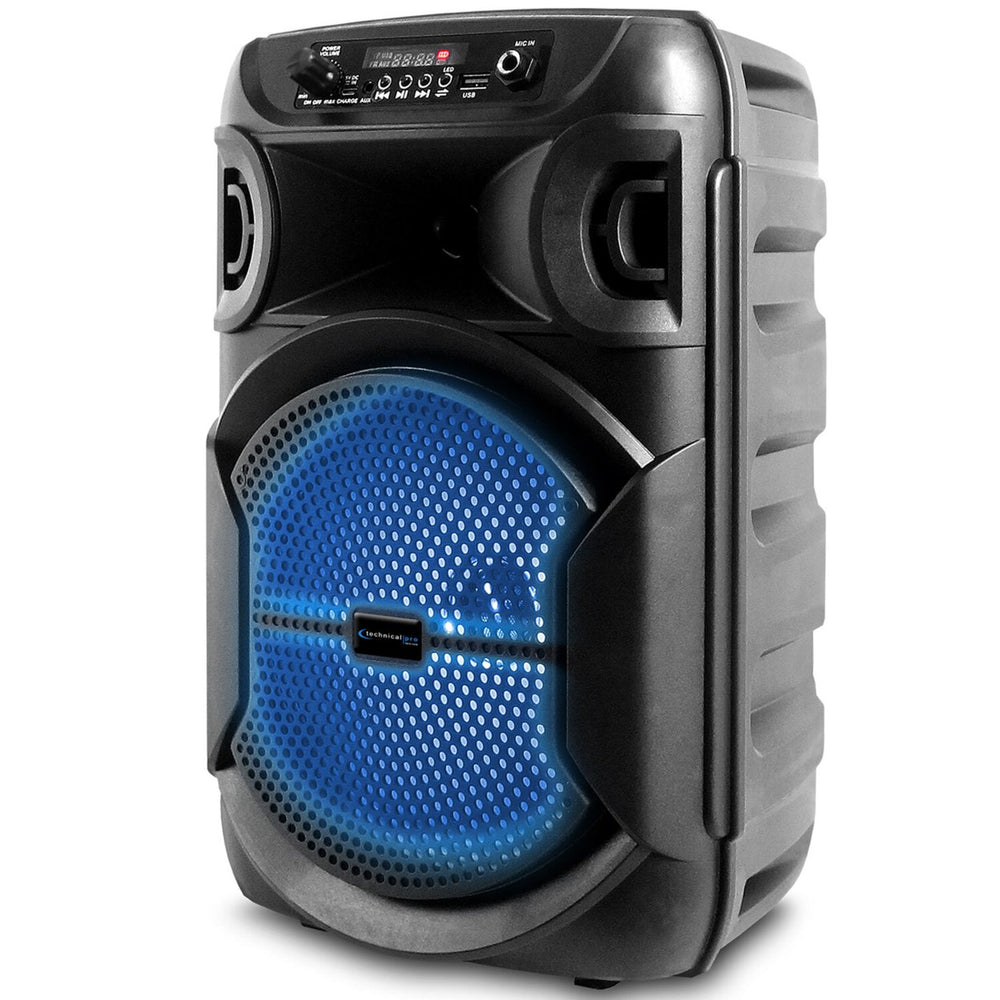 2 Set Technical Pro 8 Inch Portable 1000 watts Bluetooth Speaker w/ Woofer and Tweeter Party PA LED Speaker w/ Image 2