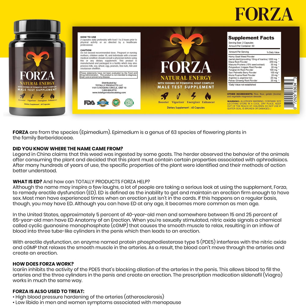 Forza Male Enhancement 1000mg Libido Booster Capsules 60ct 2 Bottles Image 2