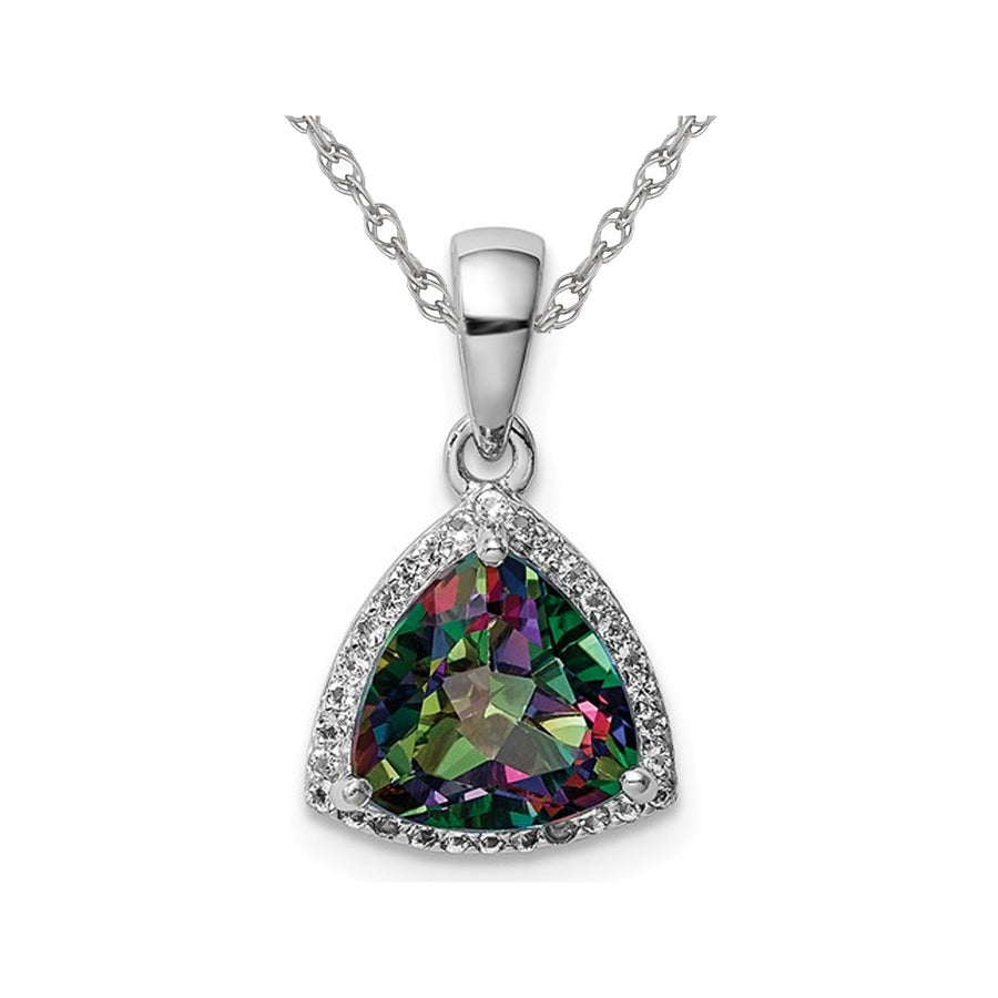 2.00 Carat (ctw) Mystic Fire Topaz Trillion Pendant Necklace in Sterling Silver with Chain Image 1