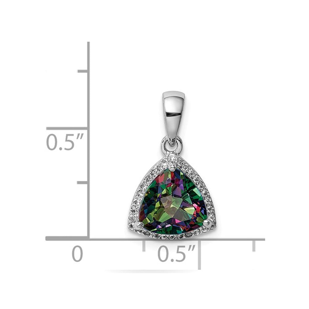 2.00 Carat (ctw) Mystic Fire Topaz Trillion Pendant Necklace in Sterling Silver with Chain Image 3