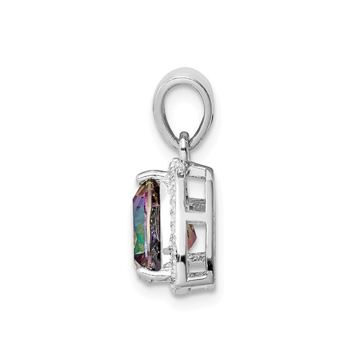 2.00 Carat (ctw) Mystic Fire Topaz Trillion Pendant Necklace in Sterling Silver with Chain Image 2