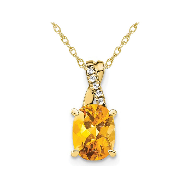 7/10 Carat (ctw) Oval Drop Citrine Pendant Necklace in 10K Yellow Gold with Chain Image 1