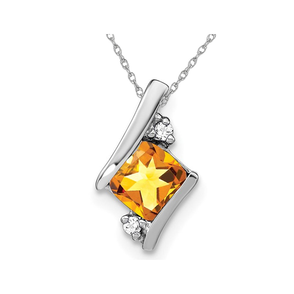 1/2 Carat (ctw) Solitaire Citrine Pendant Necklace in Sterling Silver with Chain Image 1